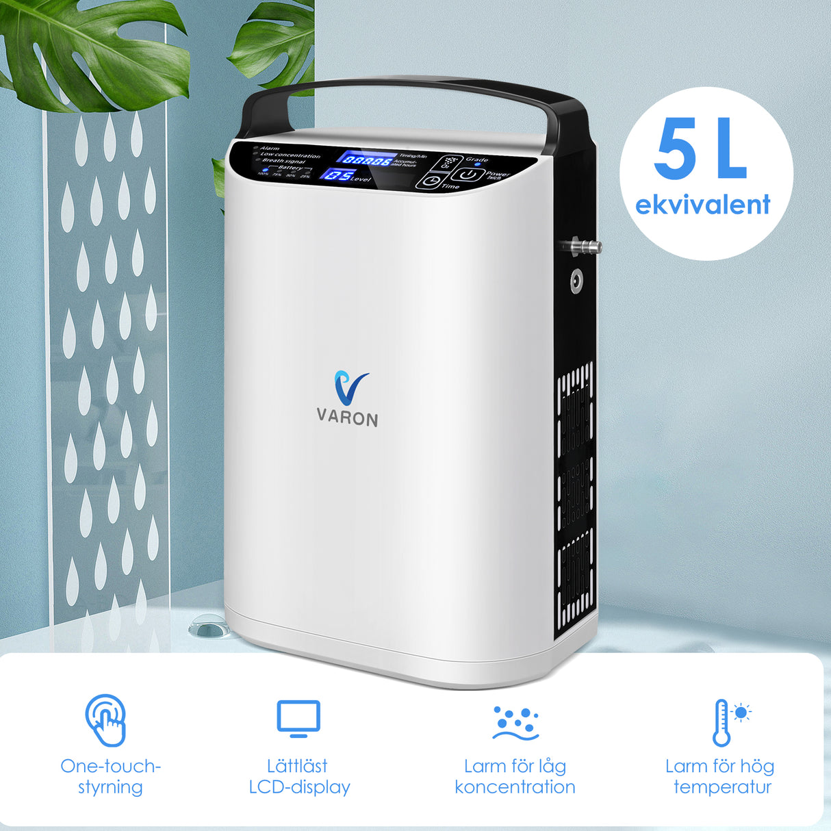 VARON VP-1 Pulsportabel Syretillredare | 24-timmars Drift, CE-godkänd