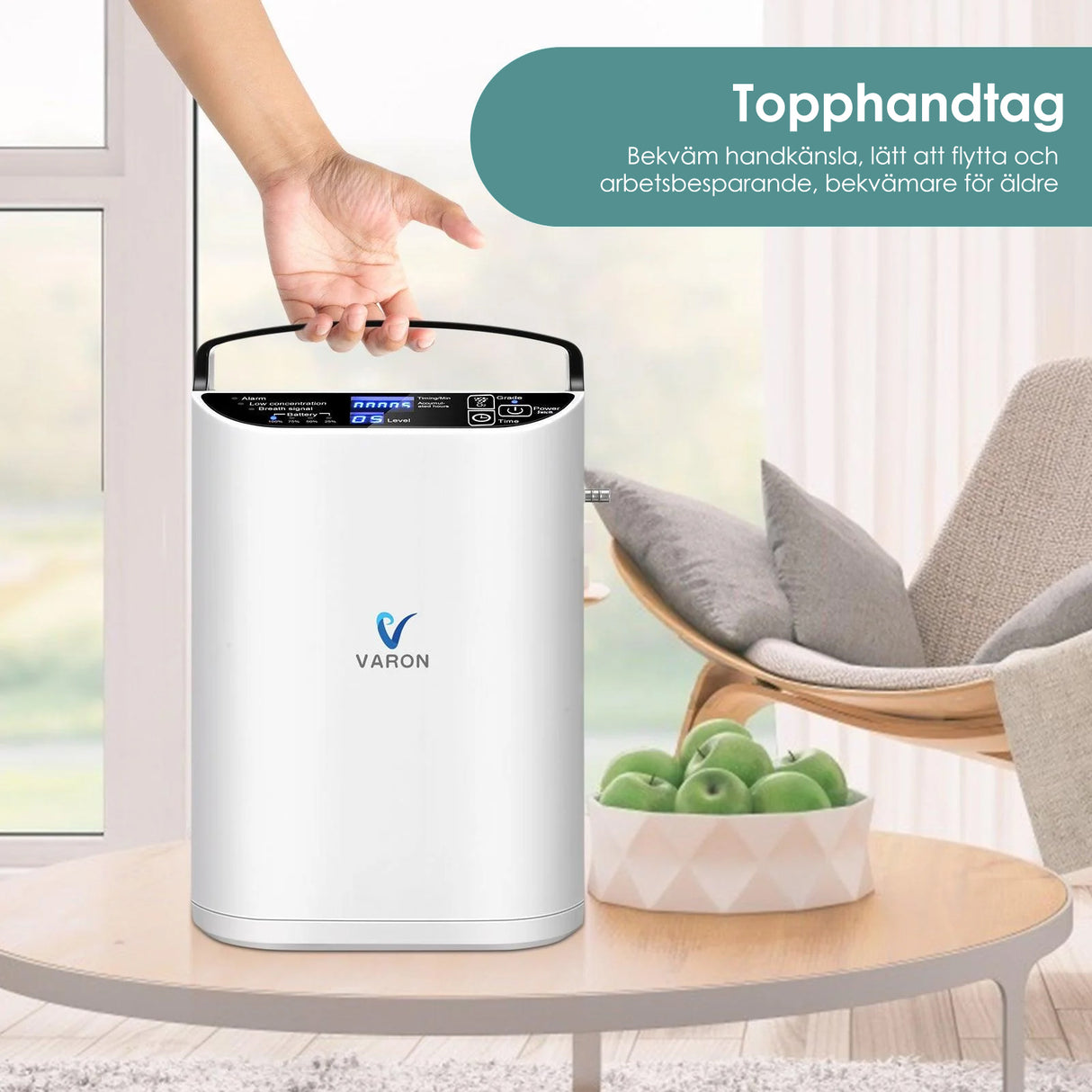 VARON VP-1 Bärbar Syrgaskoncentrator med pulsdos-teknik | 24-timmars Drift, CE-godkänd