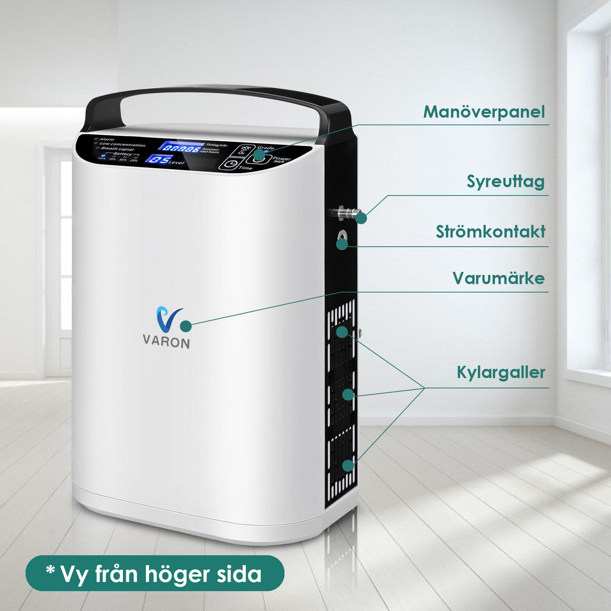 VARON VP-1 Pulsportabel Syretillredare | 24-timmars Drift, CE-godkänd