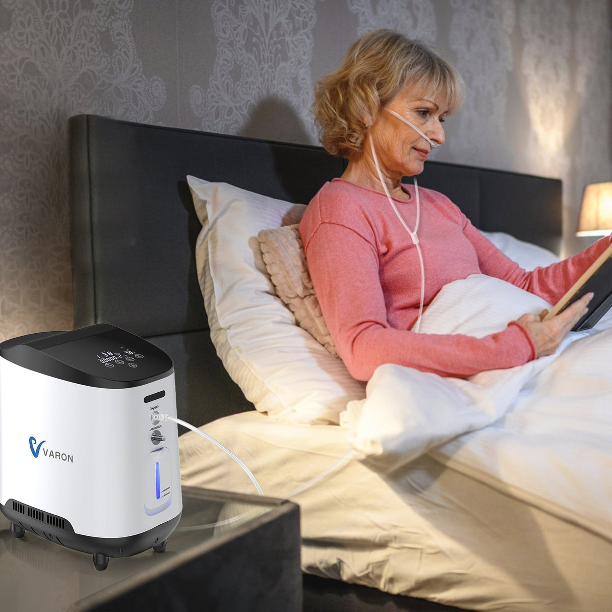 VARON VH-2 Syrgaskoncentrator i Hemmet | 1-7 L/min Justerbar, 24-timmars Drift, CE-godkänd