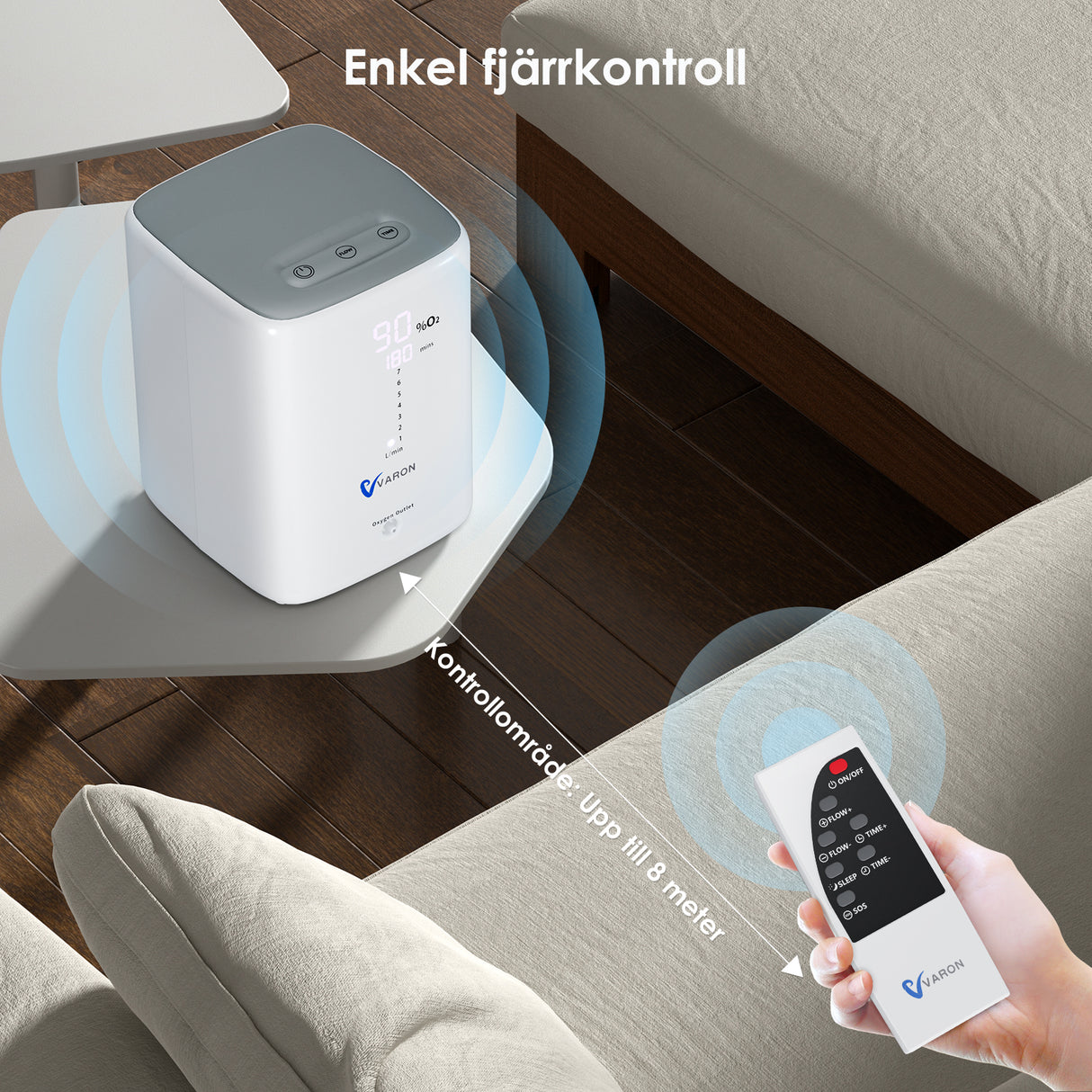 VARON VH-3 Hem-Syretillredare | 1-7 L/min Bekväm Terapi, CE-godkänd