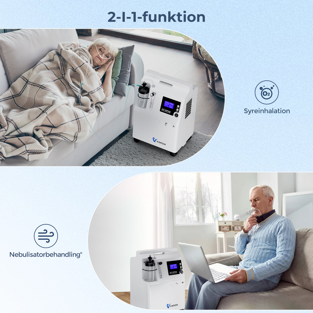 VARON Serene 5L Syretillredare | Låg Bullernivå, 72-timmars Drift, FDA-godkänd