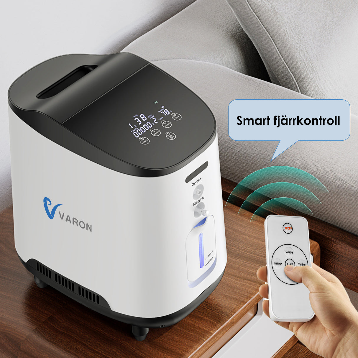 VARON VH-2 Syrgaskoncentrator i Hemmet | 1-7 L/min Justerbar, 24-timmars Drift, CE-godkänd