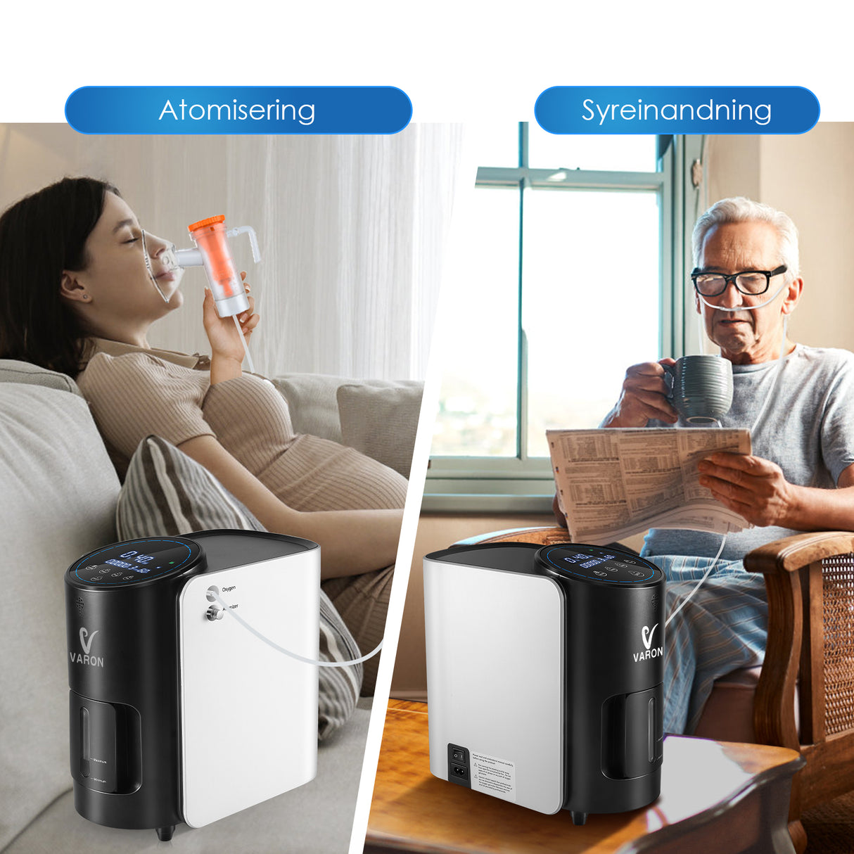 VARON VH-1 Hem-Syretillredare | 1-7 L/min, Vital Seniorhälsa, CE-godkänd