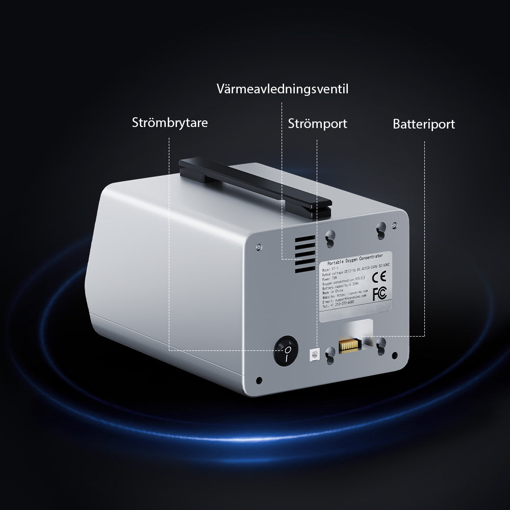 VARON VT-1 Puls & Kontinuerlig Syretillredare | Perfekt för Resor, CE-godkänd