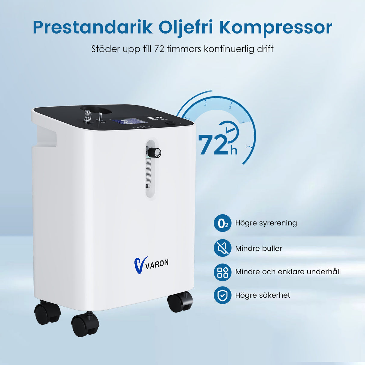 VARON VH-3 PRO Syrgaskoncentrator i Hemmet | 10-stegskontroll, Bekväm Terapi, CE-godkänd