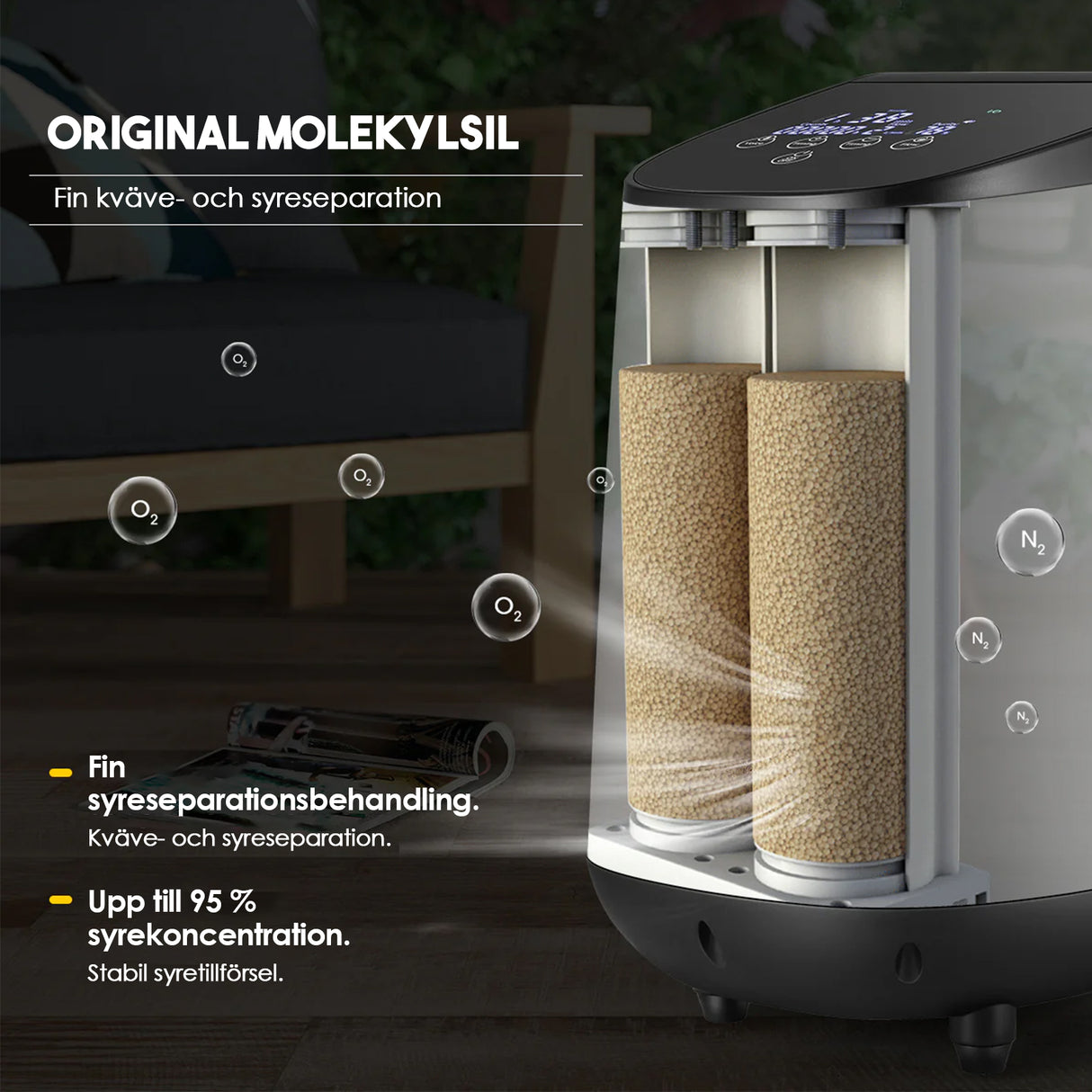 VARON VH-2 Syrgaskoncentrator i Hemmet | 1-7 L/min Justerbar, 24-timmars Drift, CE-godkänd