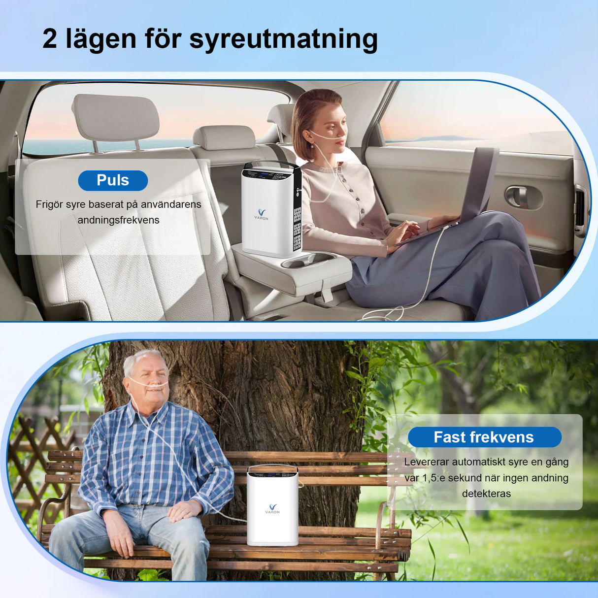 VARON VP-1 Pulsportabel Syretillredare | 24-timmars Drift, CE-godkänd