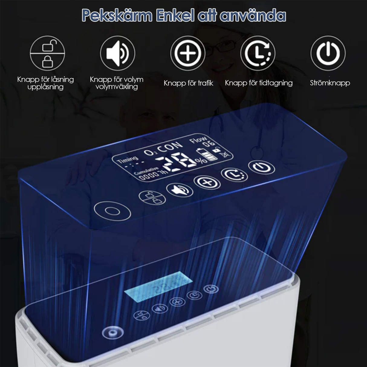 VARON VP-6 Kontinuerlig Portabel Syretillredare | 1-6 L/min Flöde, CE-godkänd