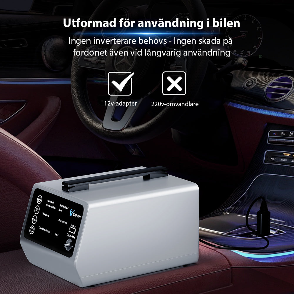 VARON VT-1 Puls & Kontinuerlig Syretillredare | Perfekt för Resor, CE-godkänd