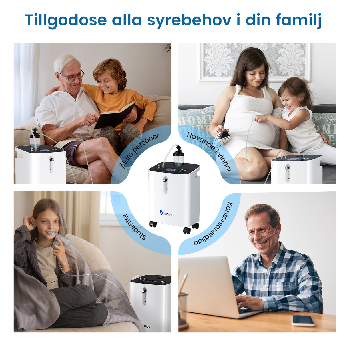 VARON VH-3 PRO Syrgaskoncentrator i Hemmet | 10-stegskontroll, Bekväm Terapi, CE-godkänd