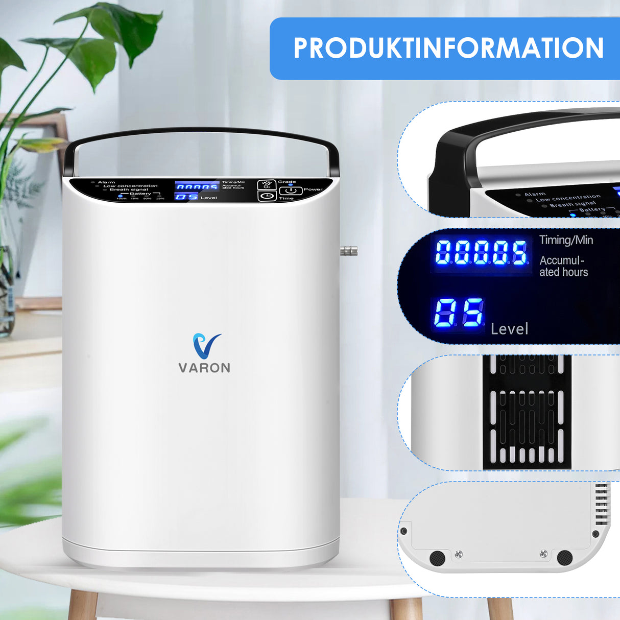 VARON VP-1 Pulsportabel Syretillredare | 24-timmars Drift, CE-godkänd