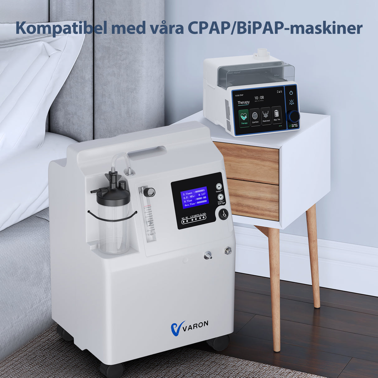VARON Serene 5L Syrgaskoncentrator i hemmet | Låg Bullernivå, 72-timmars Drift, FDA-godkänd