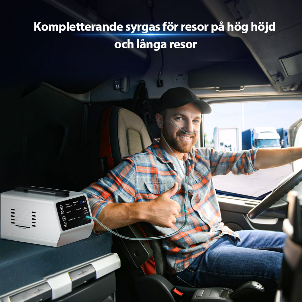 VARON VT-1 Puls & Kontinuerlig Syretillredare | Perfekt för Resor, CE-godkänd