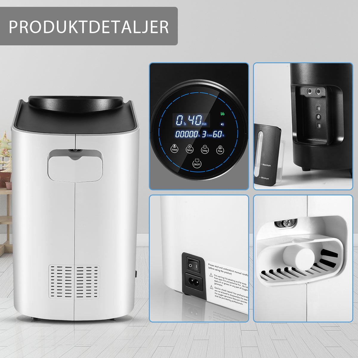 VARON VH-1 Hem-Syretillredare | 1-7 L/min, Vital Seniorhälsa, CE-godkänd