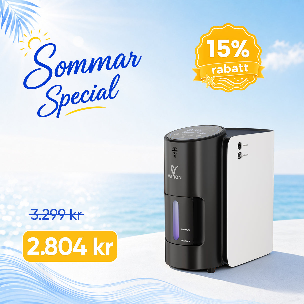 VARON VH-1 Syrgaskoncentrator i Hemmet | 1-7 L/min, Vital Seniorhälsa, CE-godkänd
