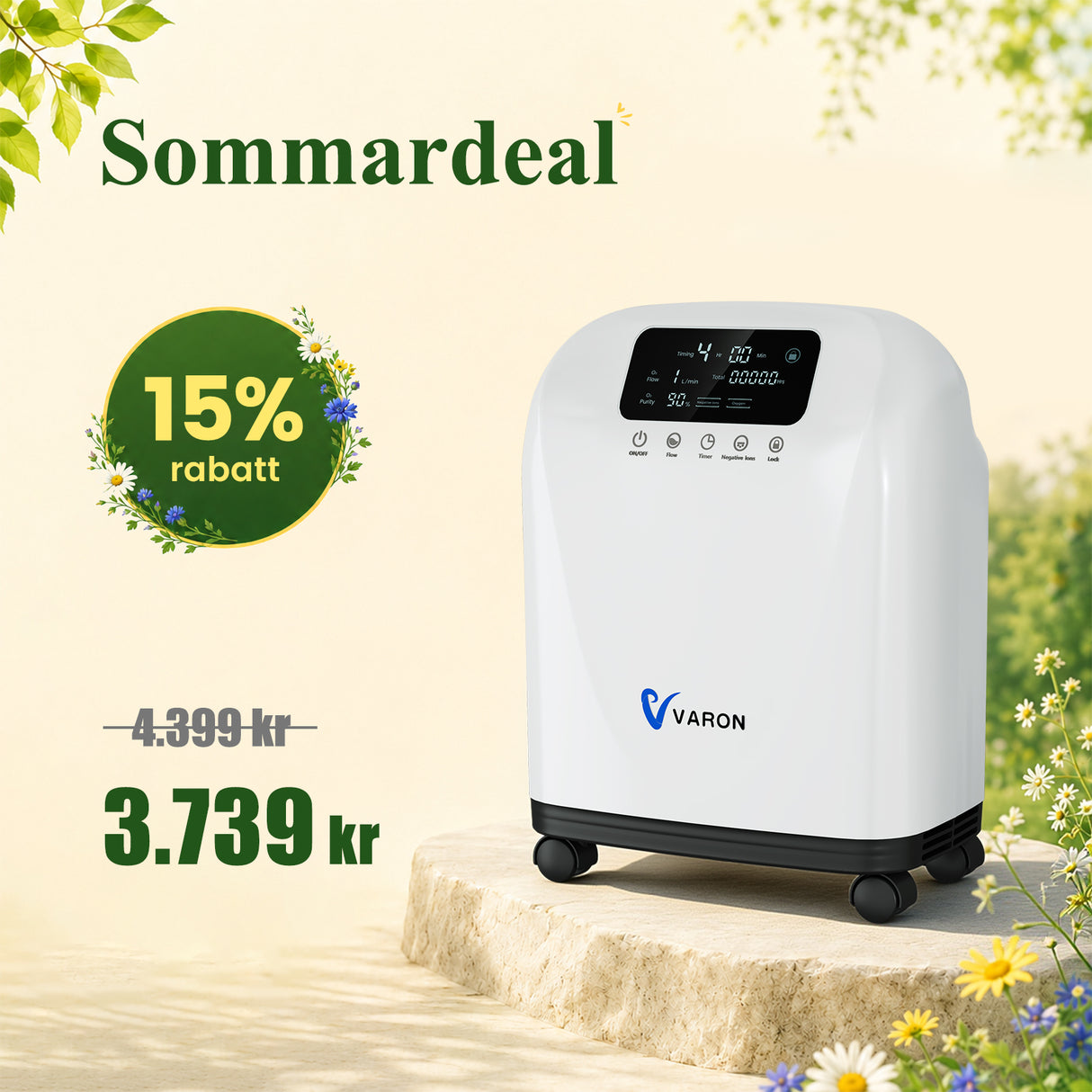 VARON VH-4 Syrgaskoncentrator i Hemmet | Kontinuerligt flöde 1-9 L/min | CE-godkänd