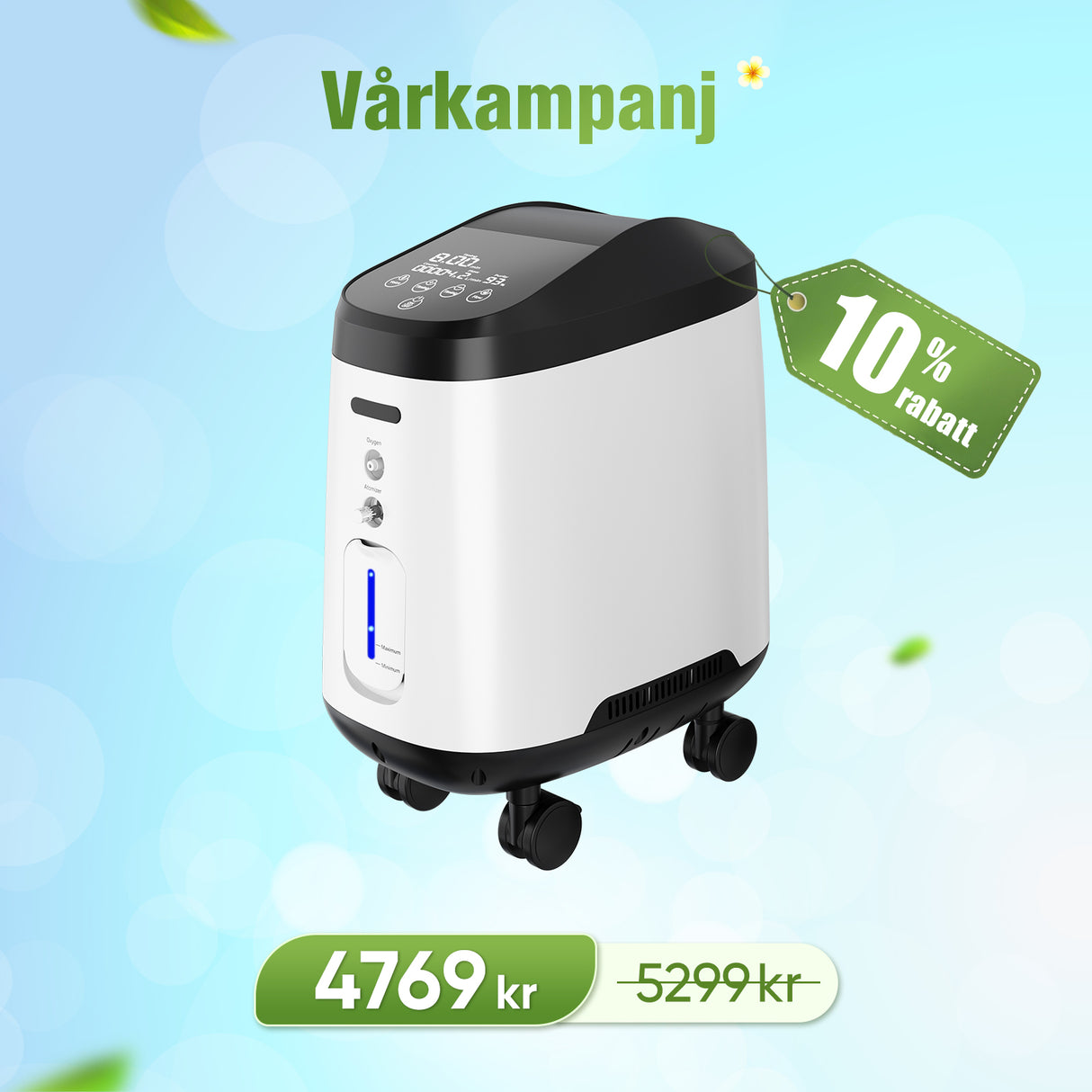 VARON VH-2 Pro Syrgaskoncentrator i Hemmet | 9-nivås kontroll, 24-timmars drift, CE-godkänd