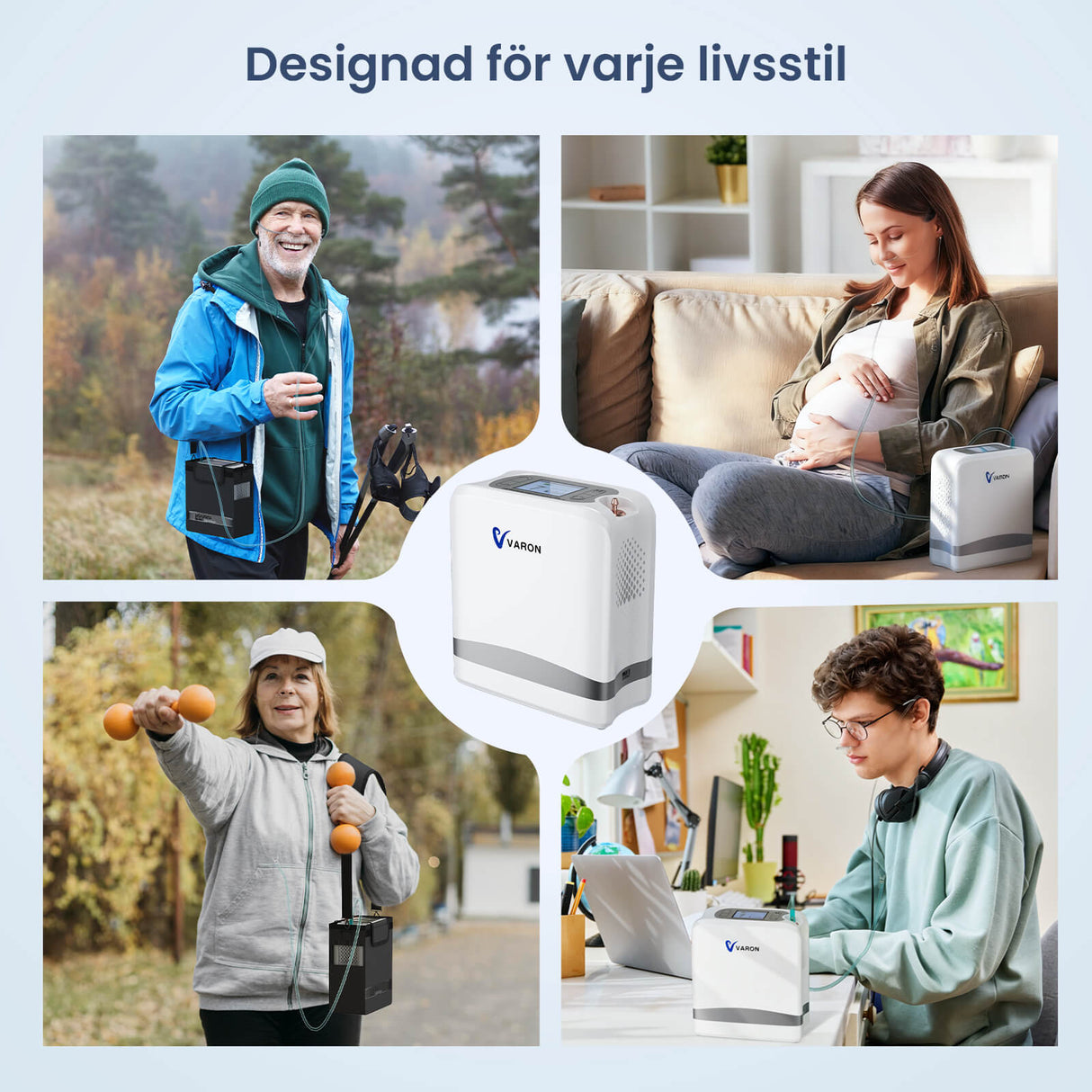 VARON VP-8 Lite | Bärbar pulserad syrgaskoncentrator – 90 % syrehalt