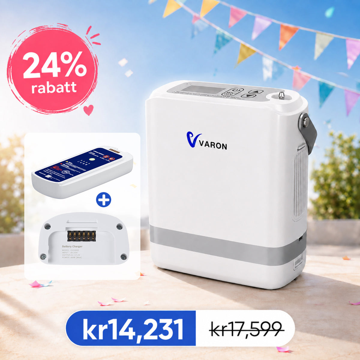 【Pre-sale】 VARON VP-8G | Portable Pulsed Oxygen Concentrator - 93% Purity - Extended Battery Life 