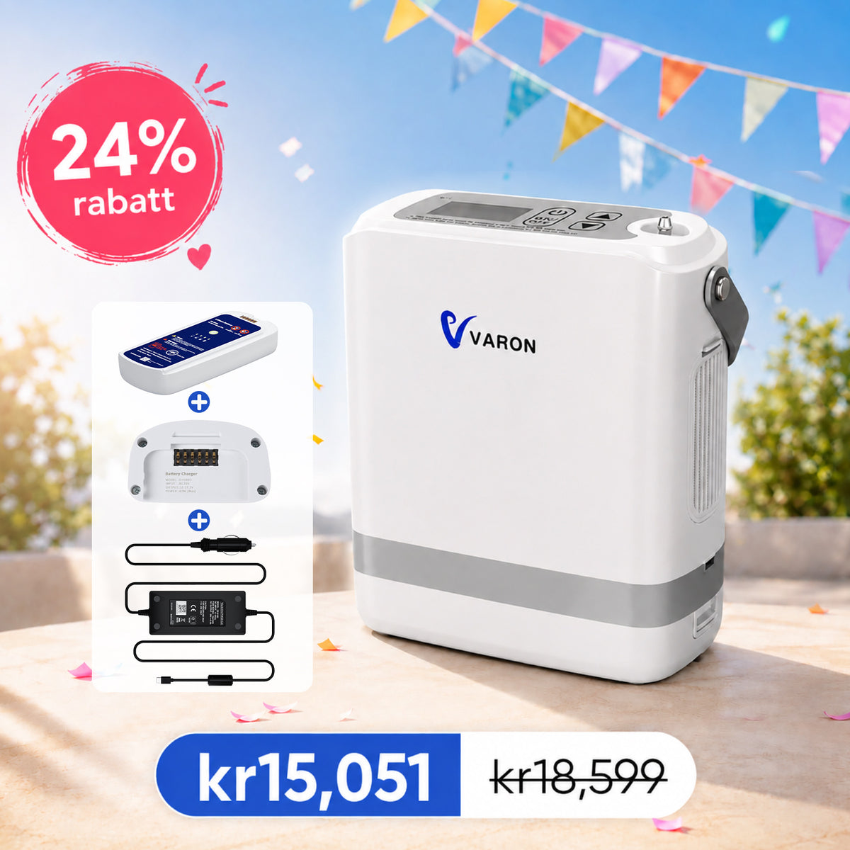 【Pre-sale】 VARON VP-8G | Portable Pulsed Oxygen Concentrator - 93% Purity - Extended Battery Life 