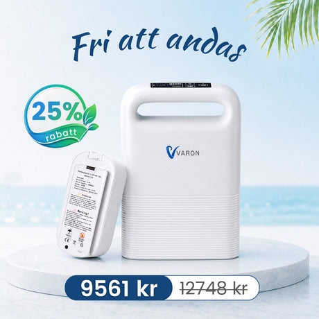 VARON VP-2 Pulse Bärbar Syrgaskoncentrator | 93 % syre, lång batteritid, CE-godkänd