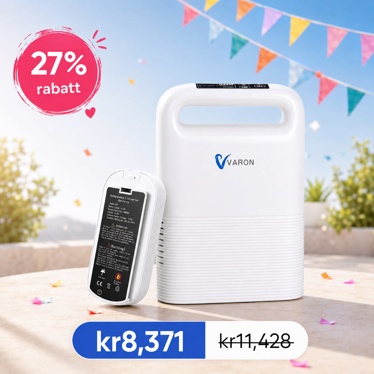 VARON VP-2 Pulse Portable Oxygen Concentrator | 93% oxygen, long battery life, CE approved 
