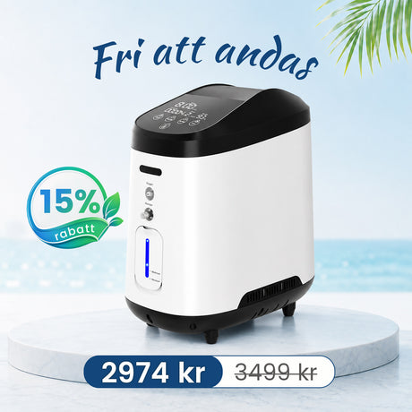 VARON VH-2 Syrgaskoncentrator i Hemmet | 1-7 L/min Justerbar, 24-timmars Drift, CE-godkänd