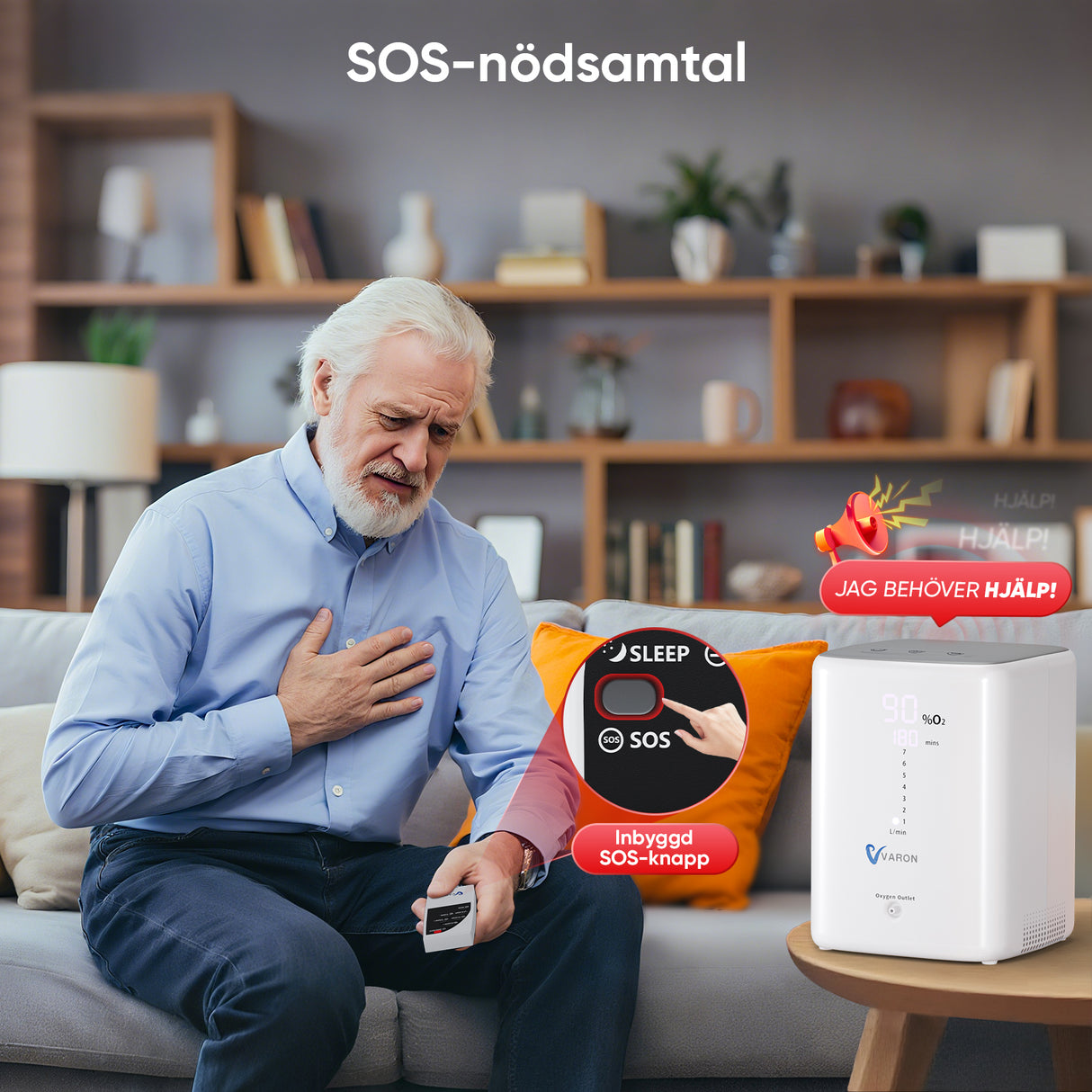 VARON VH-3 Hem-Syretillredare | 1-7 L/min Bekväm Terapi, CE-godkänd