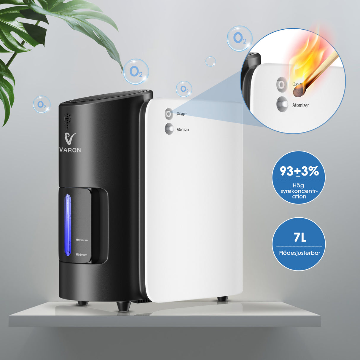 VARON VH-1 Hem-Syretillredare | 1-7 L/min, Vital Seniorhälsa, CE-godkänd