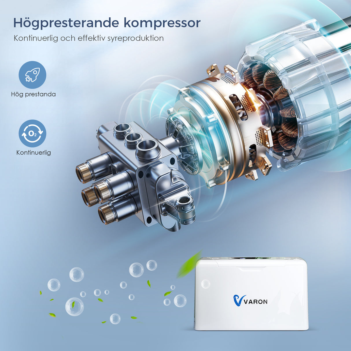 VARON VL-2 Lätt 3L/min Kontinuerlig Portabel Syretillredare, CE-godkänd