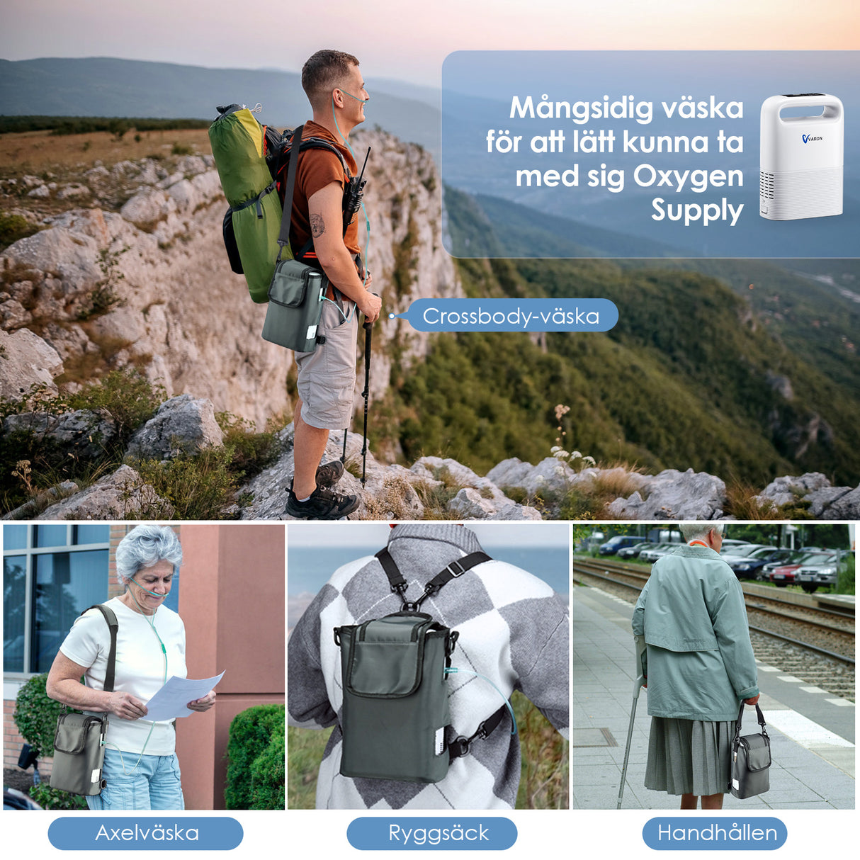 VARON VP-2 Pulse bärbar syrekoncentrator | 93 % syre, lång batteritid, CE-godkänd