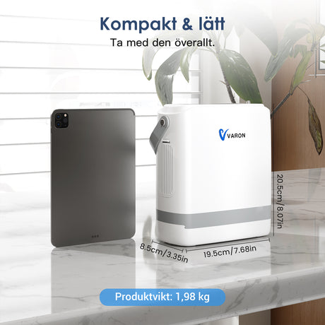 【Pre-sale】 VARON VP-8G | Portable Pulsed Oxygen Concentrator - 93% Purity - Extended Battery Life 