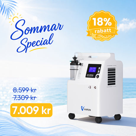 VARON Serene 5L Syrgaskoncentrator i hemmet | Låg Bullernivå, 72-timmars Drift, FDA-godkänd