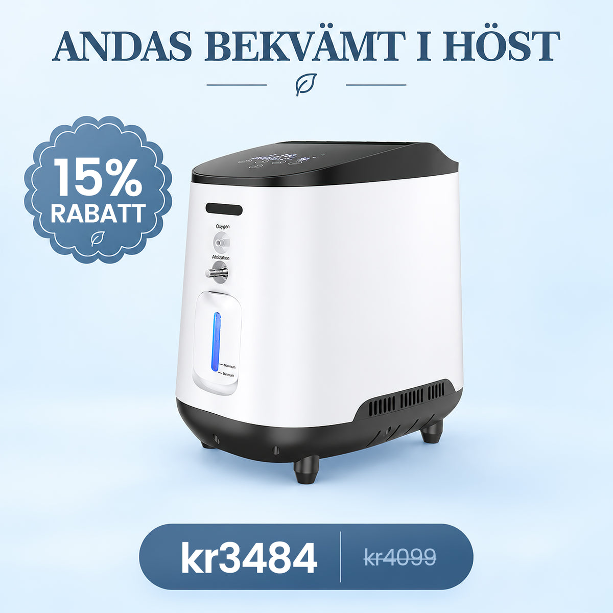 VARON VH-2 Kotikäyttöön tarkoitettu happikonsentraattori | 1-7 l/min säädettävä, 24 tunnin käyttö, CE-hyväksytty