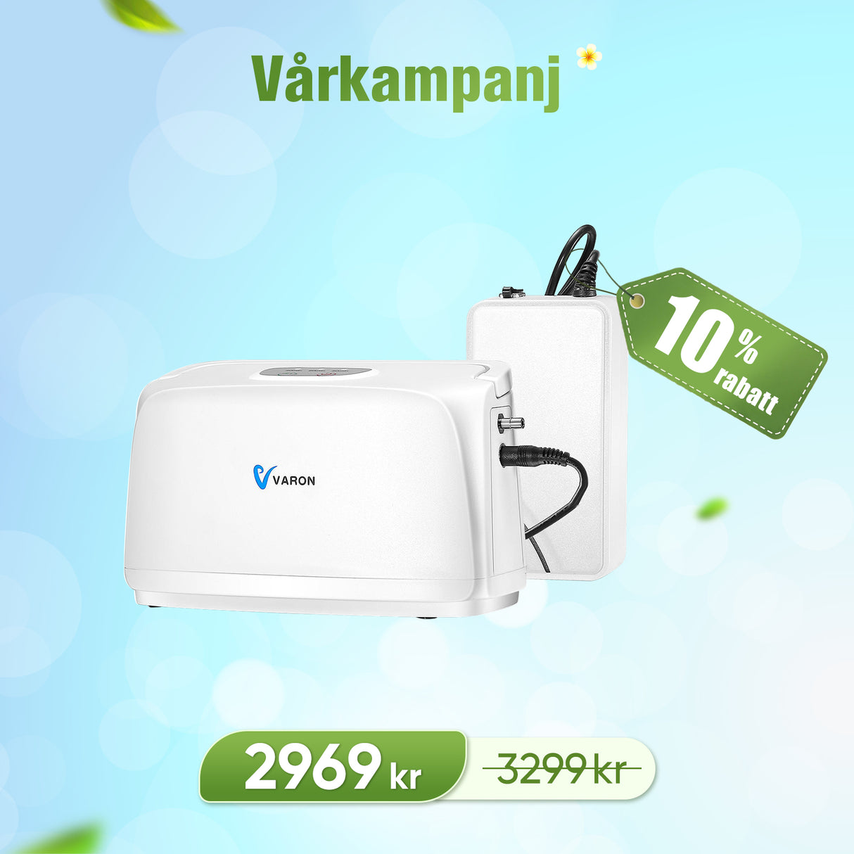 VARON VL-1 Lätt Bärbar Syrgaskoncentrator | Perfekt för Rörlighet, CE-godkänd