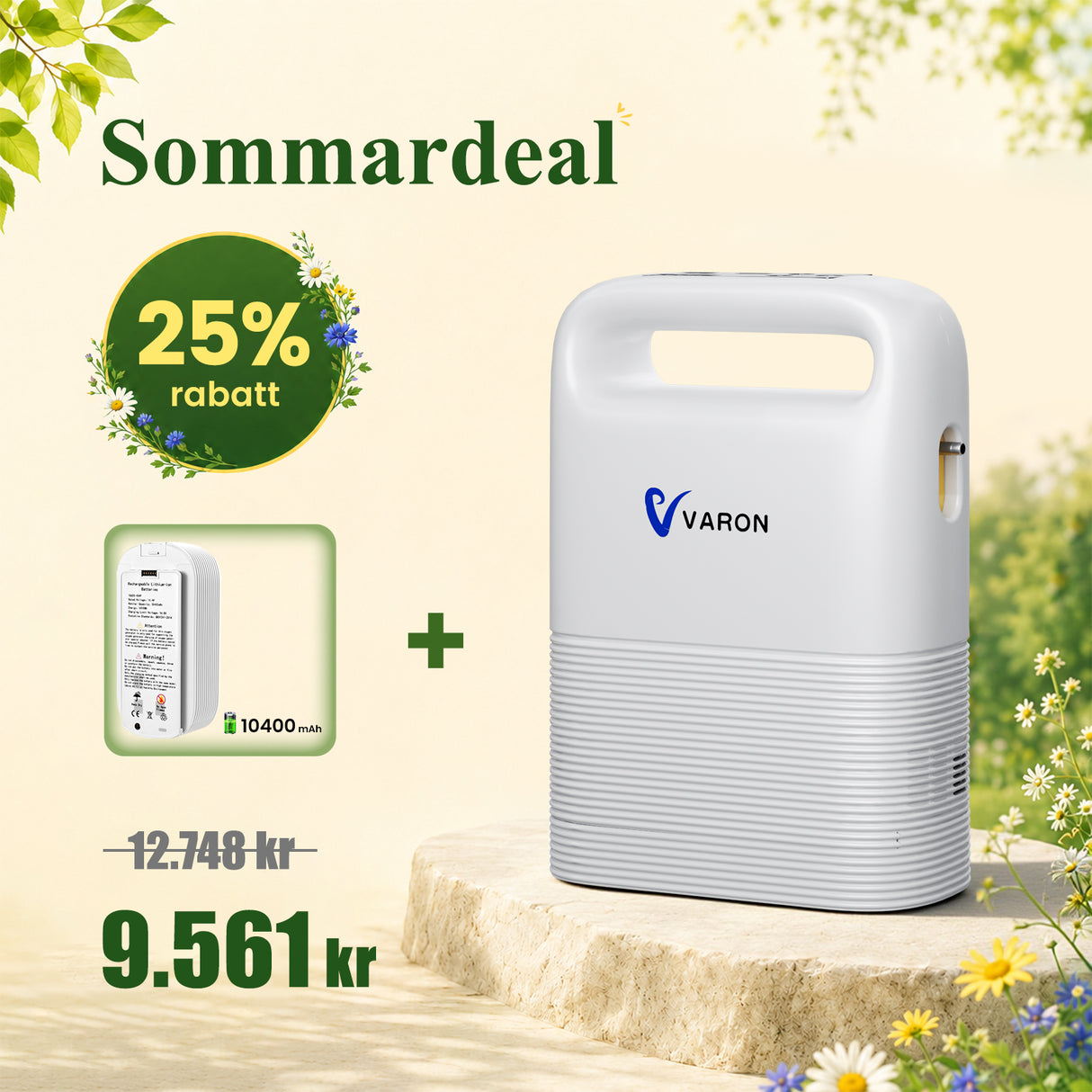 VARON VP-2 Pulse Bärbar Syrgaskoncentrator | 93 % syre, lång batteritid, CE-godkänd