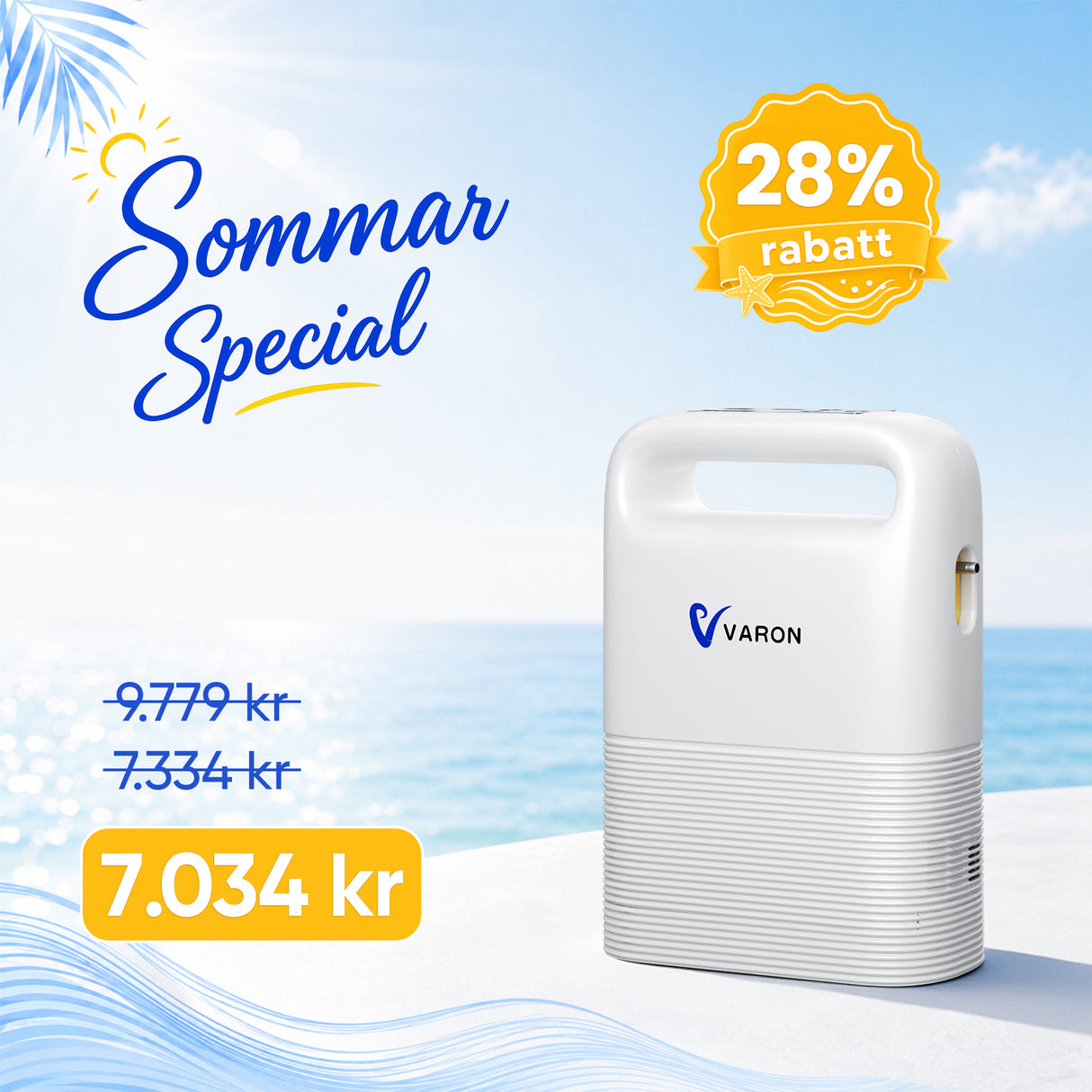 VARON VP-2 Pulse Bärbar Syrgaskoncentrator | 93 % syre, lång batteritid, CE-godkänd