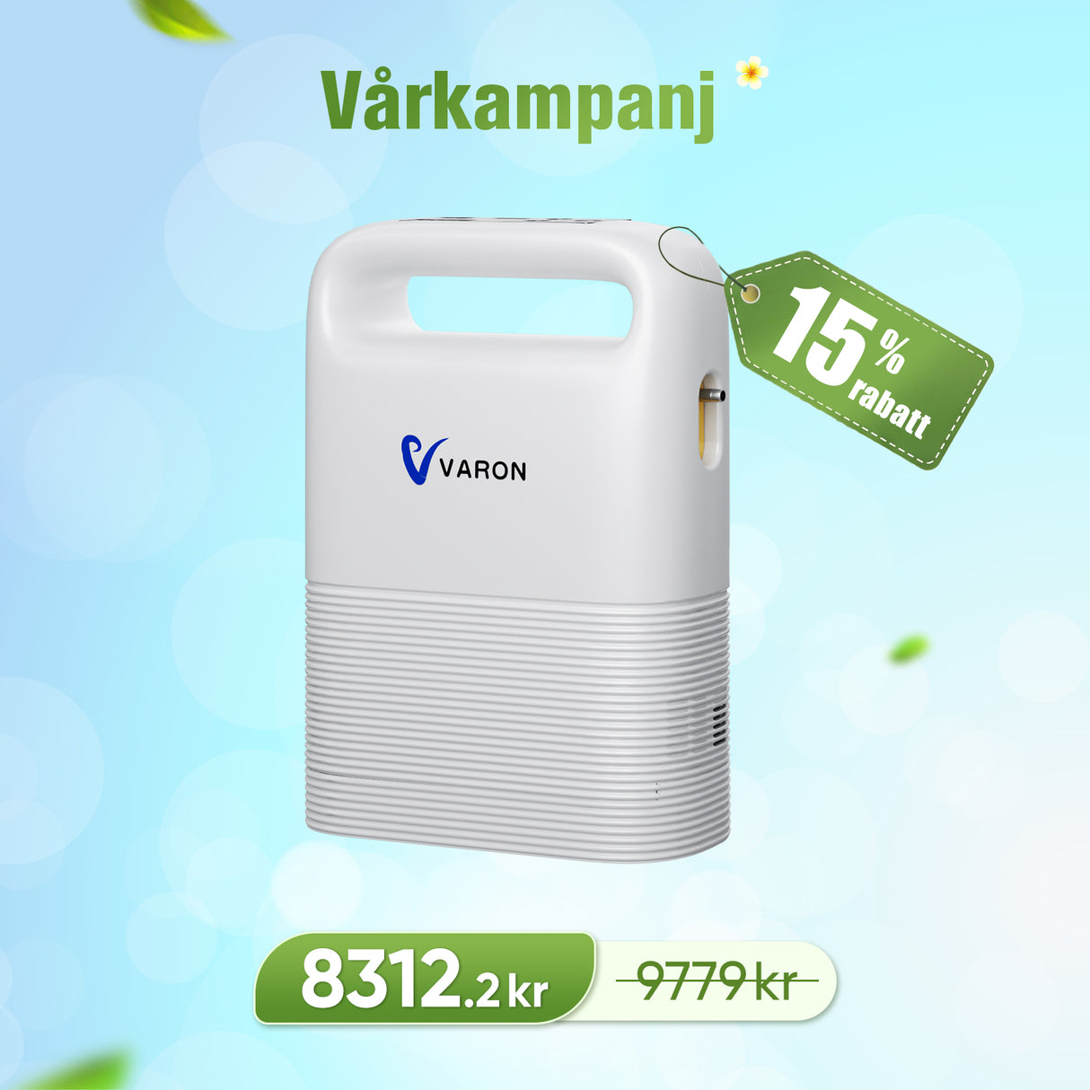 VARON VP-2 Pulse Bärbar Syrgaskoncentrator | 93 % syre, lång batteritid, CE-godkänd