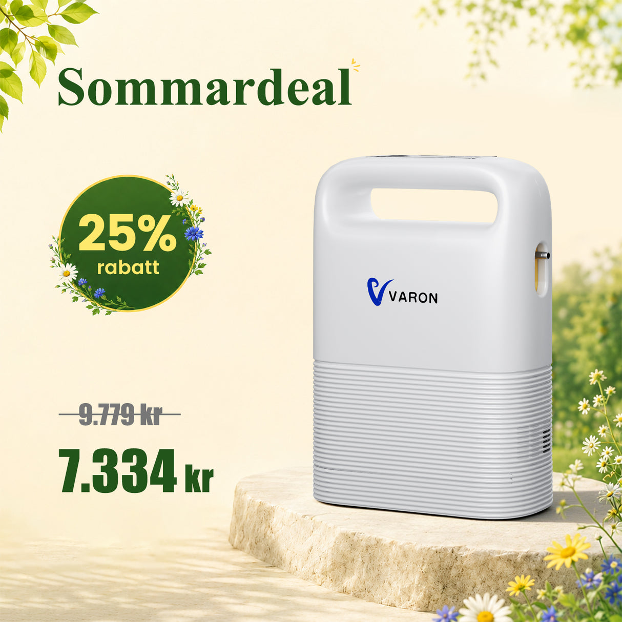 VARON VP-2 Pulse Bärbar Syrgaskoncentrator | 93 % syre, lång batteritid, CE-godkänd