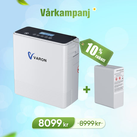 VARON VP-6 Kontinuerlig Bärbar Syrgaskoncentrator | 1-6 L/min Flöde, CE-godkänd