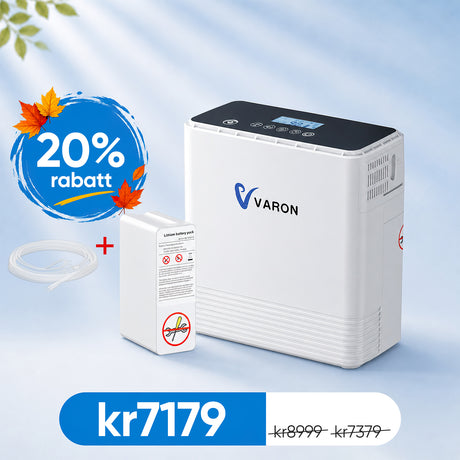 VARON VP-6 Kontinuerlig Bärbar Syrgaskoncentrator | 1-6 L/min Flöde, CE-godkänd