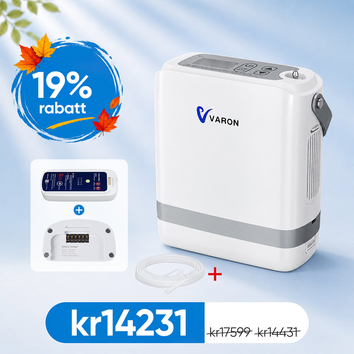 VARON VP-8G | Bärbar pulserad syrgaskoncentrator - 93 % renhet - förlängd batteritid