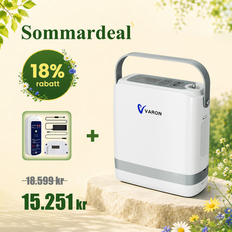 VARON VP-8G | Bärbar pulserad syrgaskoncentrator - 93 % renhet - förlängd batteritid