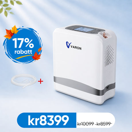 VARON VP-8 Lite | Bärbar pulserad syrgaskoncentrator – 90 % syrehalt