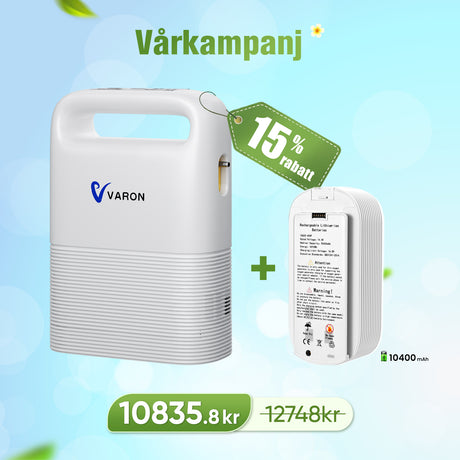 VARON VP-2 Pulse Bärbar Syrgaskoncentrator | 93 % syre, lång batteritid, CE-godkänd